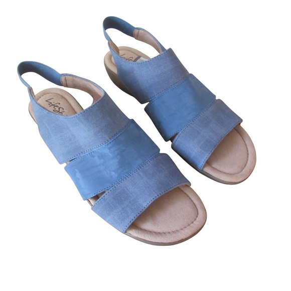 Lifestride Taura Sandals 9.5 Blue Slip On Open Toe Faux Leather Classic - Picture 8 of 9